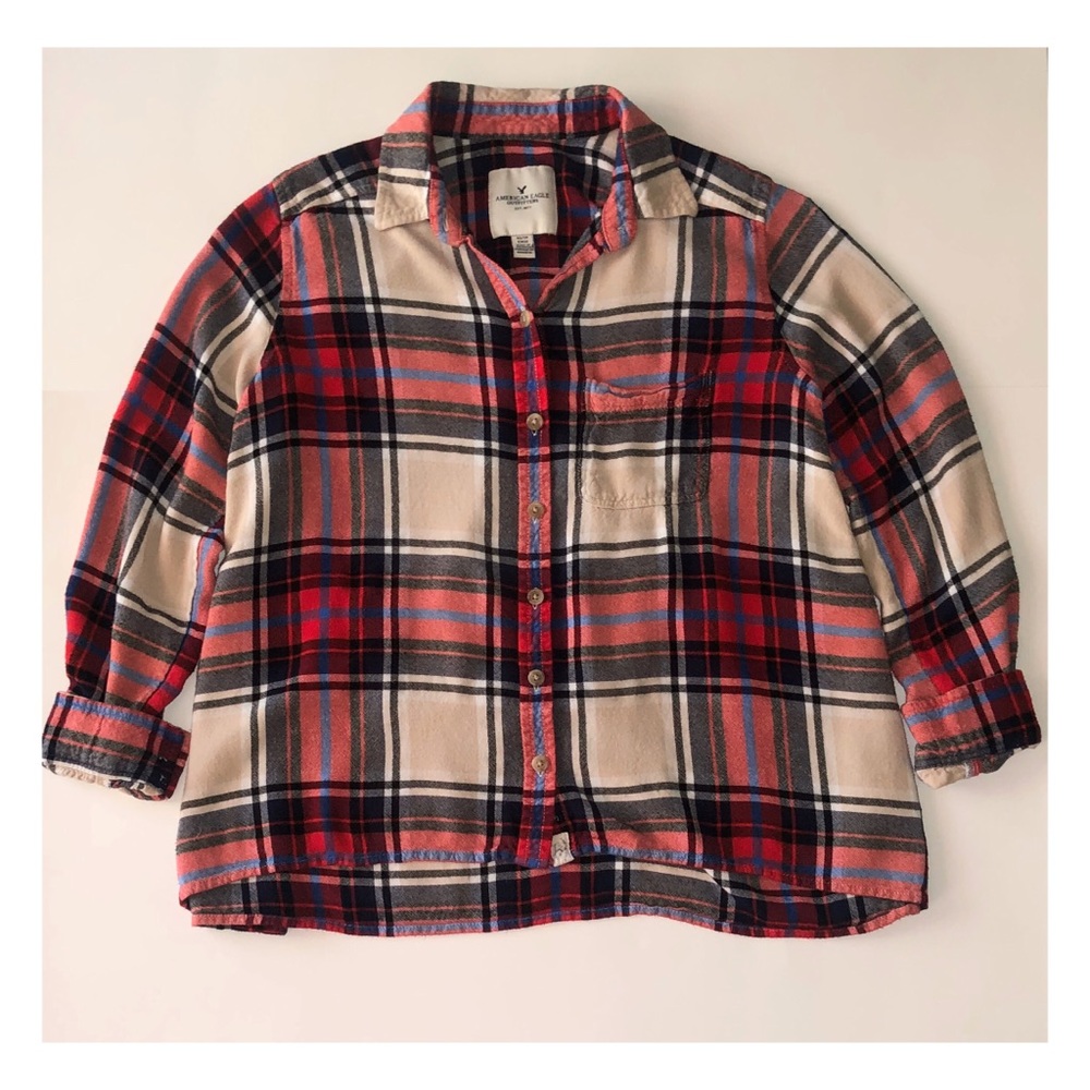 American Eagle Plaid Button Shirt - Flannel